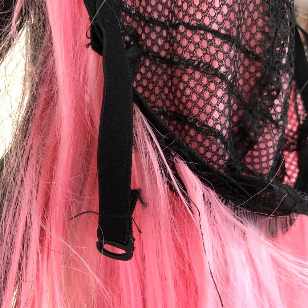 Two Tone Pink Wavy Wig 30”